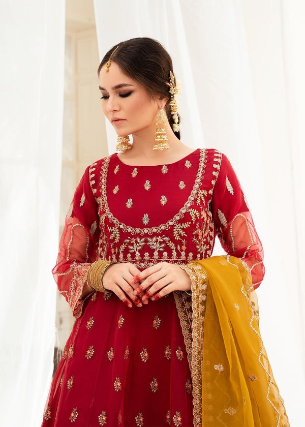 Maroon Luxe Adda Work Organza 3-Piece Suit