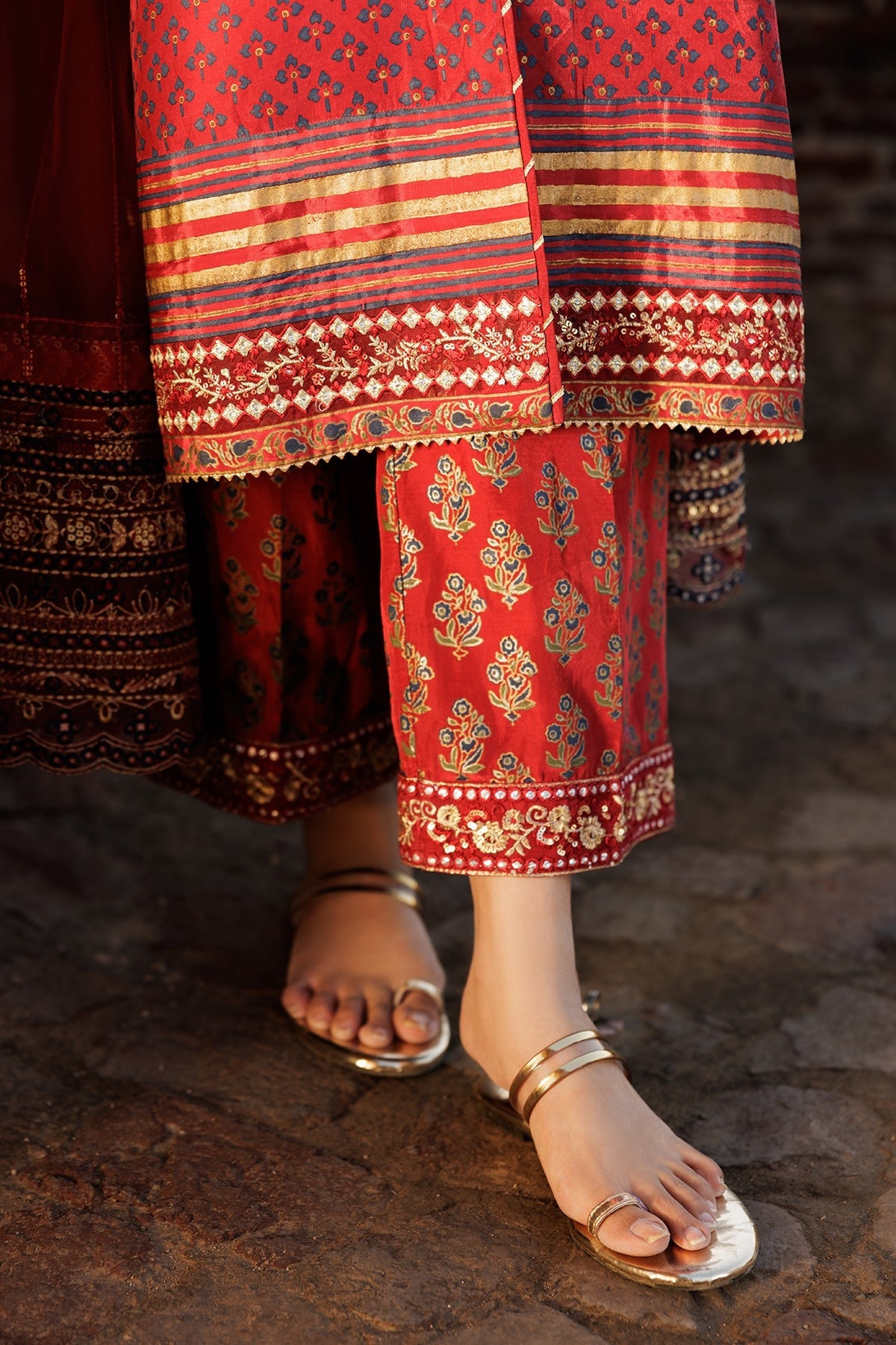 3-PC Embroidered Silk Suit