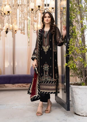 Black Chiffon Adda Work Elegance – 3-Piece Formal Suit