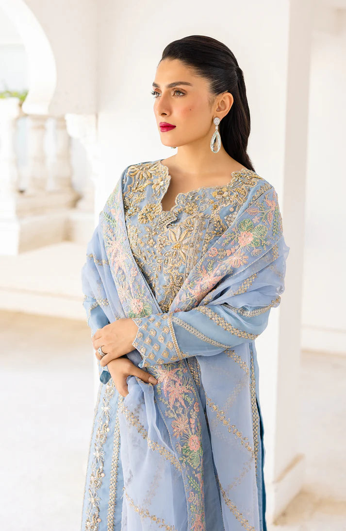 EMBROIDERED ORGANZA STITCHED 3 PIECE DRESS