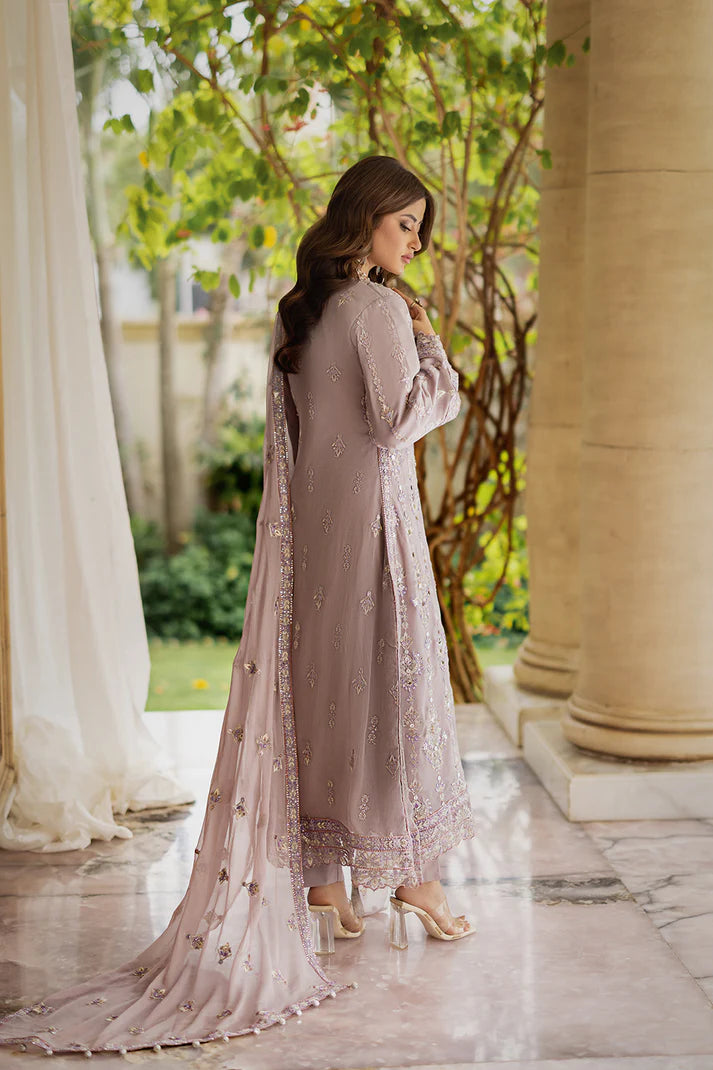 EMBROIDERED CHIFFON STITCHED 3 PIECE DRESS
