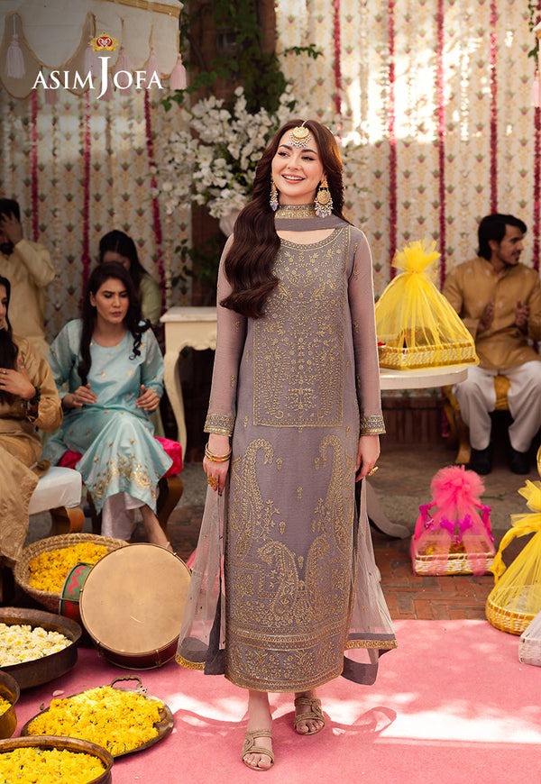 Elegant Grey 3-Piece Set β Chiffon Shirt, Lawn Silk Trouser & Net Dupatta - Sydney Pakistani fashion