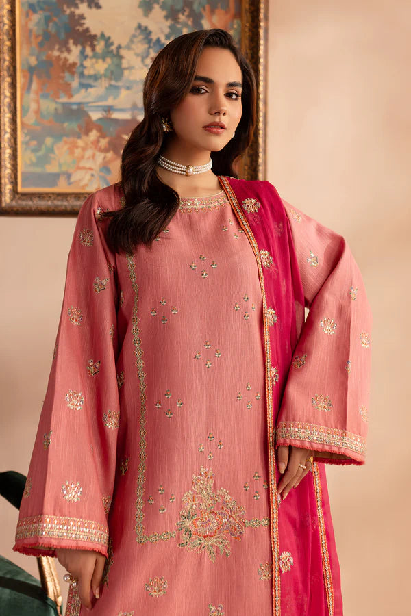 EMBROIDERED KHADDAR STITCHED 3 PIECE DRESS