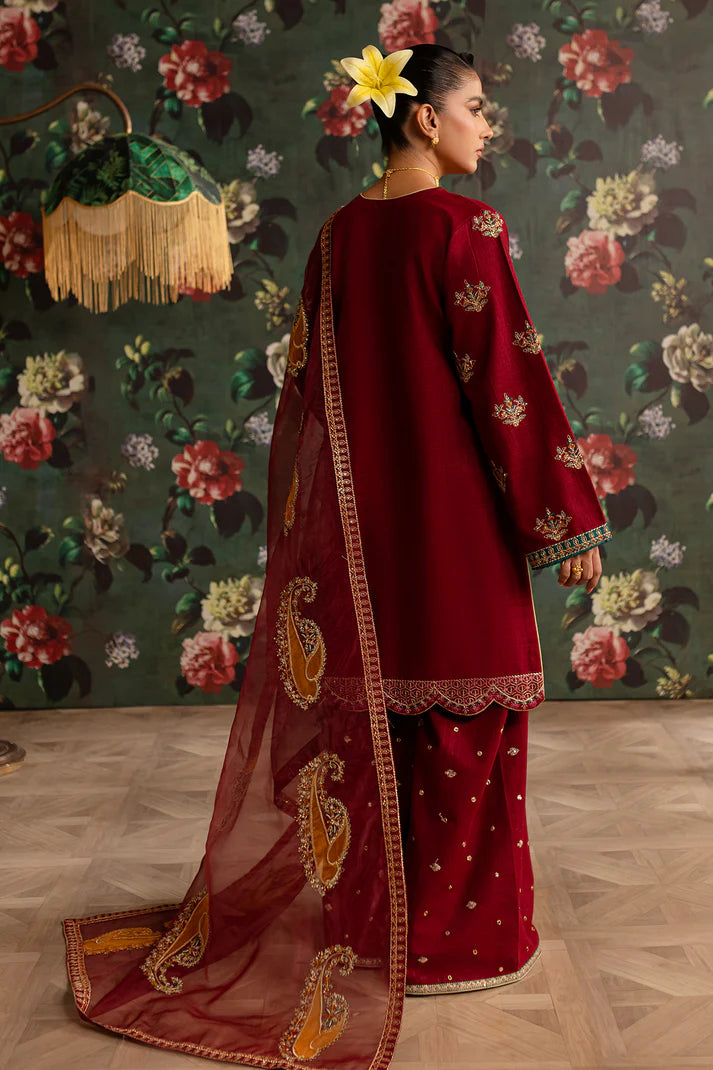 EMBROIDERED KHADDAR STITCHED 3 PIECE DRESS