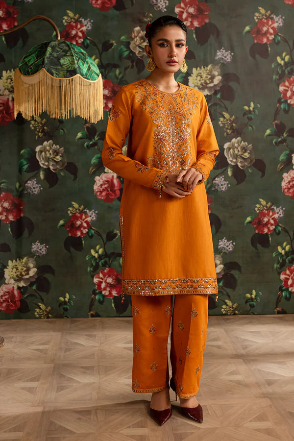 EMBROIDERED KHADDAR STITCHED 3 PIECE DRESS
