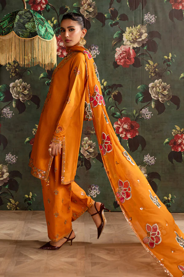EMBROIDERED KHADDAR STITCHED 3 PIECE DRESS