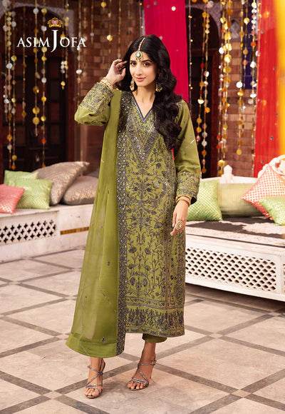 EMBROIDERED TWISTED SILK STITCHED 3 PCS DRESS