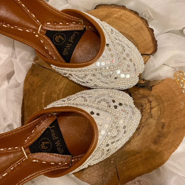 Ivory Elegance – Pearl Jaal Khussa for a Princess Feel