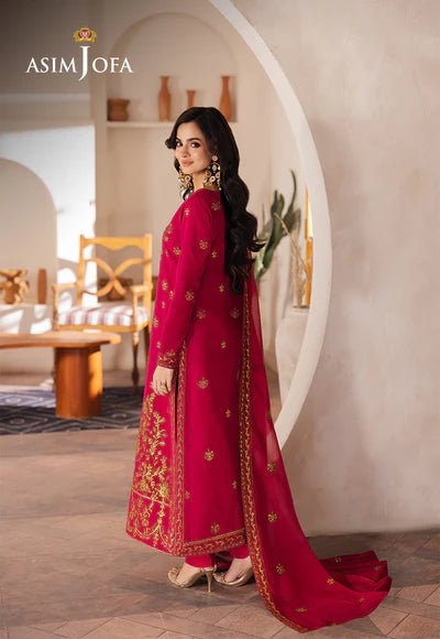 EMBROIDERED JUMBO SILK STITCHED 3 PCS DRESS