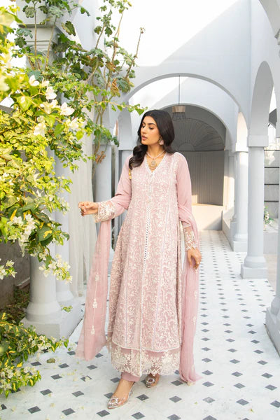 EMBROIDERED CHIFFON STITCHED 3 PIECE DRESS