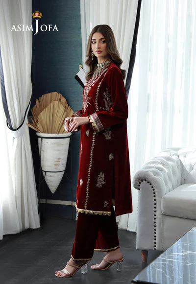 EMBROIDERED VELVET STITCHED 2PC DRESS