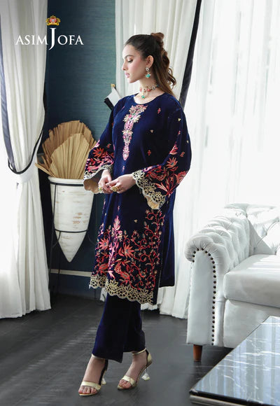 EMBROIDERED VELVET STITCHED 2PC DRESS