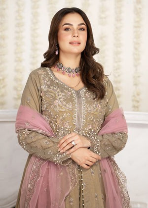 Bronze Glow โ Festive Karandi Maxi Suit with Viscose Raw Silk Trousers & Net Dupatta -