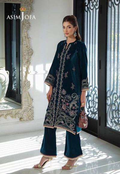 EMBROIDERED VELVET STITCHED 2PC DRESS