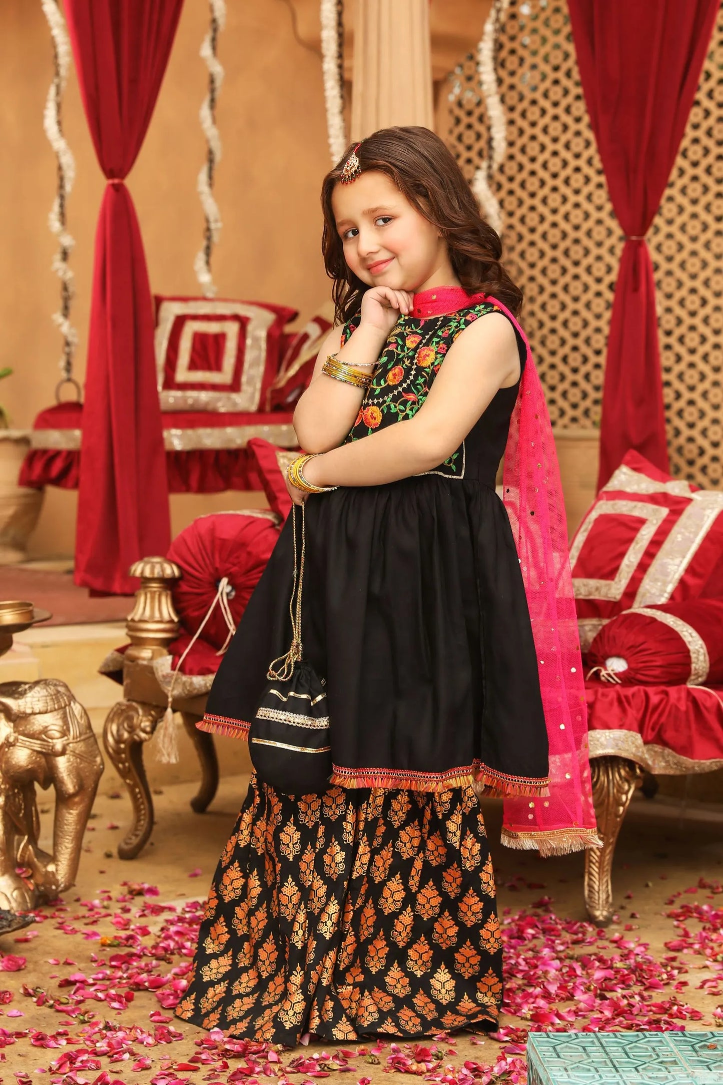 EMBROIDERED LAWN COTTON STITCHED 3PCS KIDS GARARA DRESS
