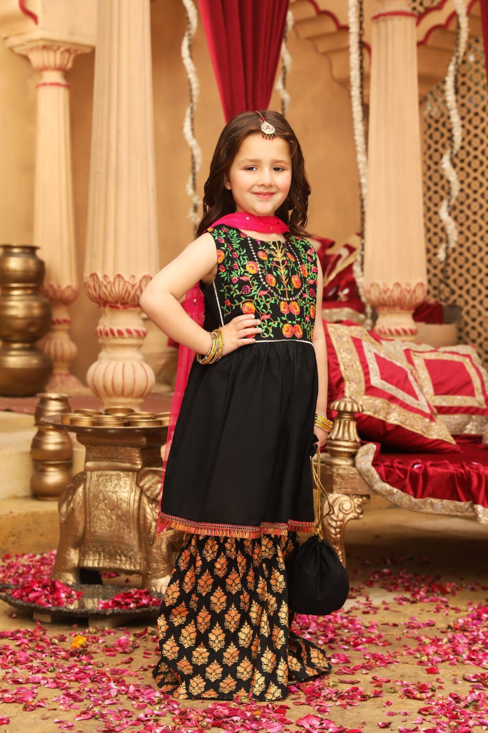 EMBROIDERED LAWN COTTON STITCHED 3PCS KIDS GARARA DRESS