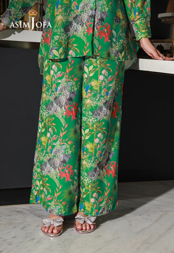 Emerald Luxe β Printed Silk Co-Ord Set with Contemporary Tailored Fit