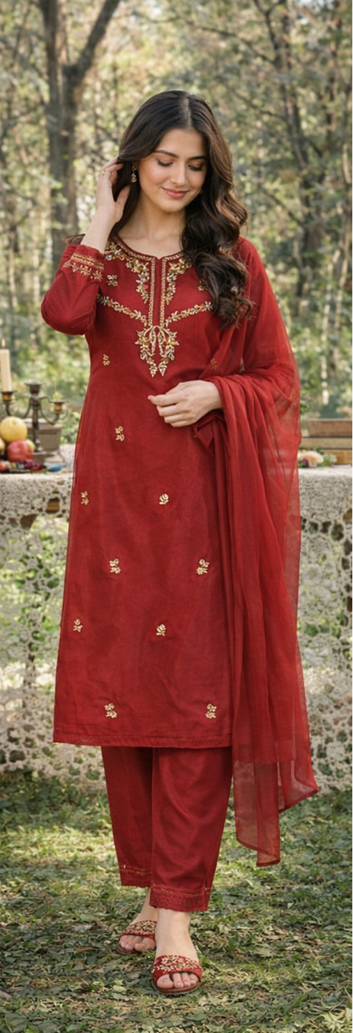 Ethereal Pearl β Embroidered Organza Shirt with Malai Trouser