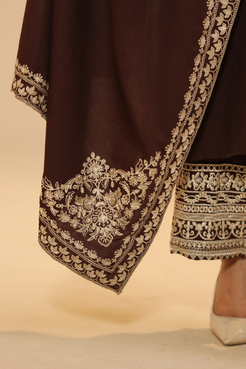 Elegant Brown Ensemble with Intricate Detailing - Eid outfits in Sydney, Brisban Australia