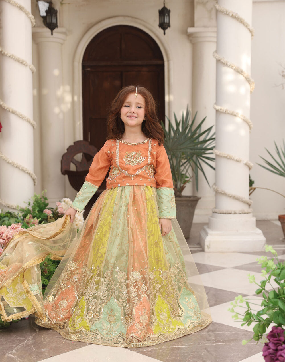 LEHNGA KURTI SILK STITCHED 3 PIECE DRESS