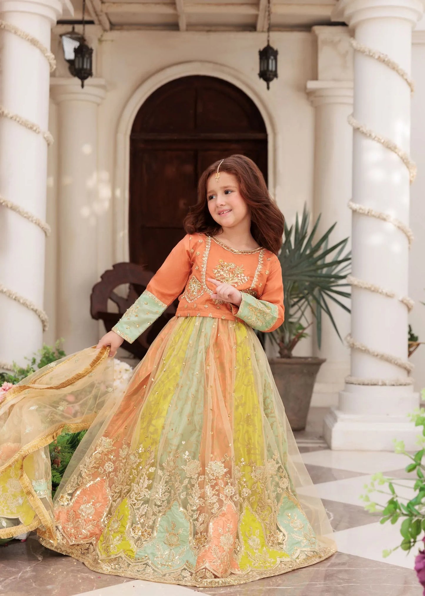 LEHNGA KURTI SILK STITCHED 3 PIECE DRESS
