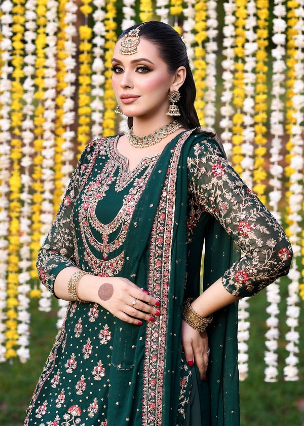 Luxury chiffon 3pc embroidered and hand embellished suit