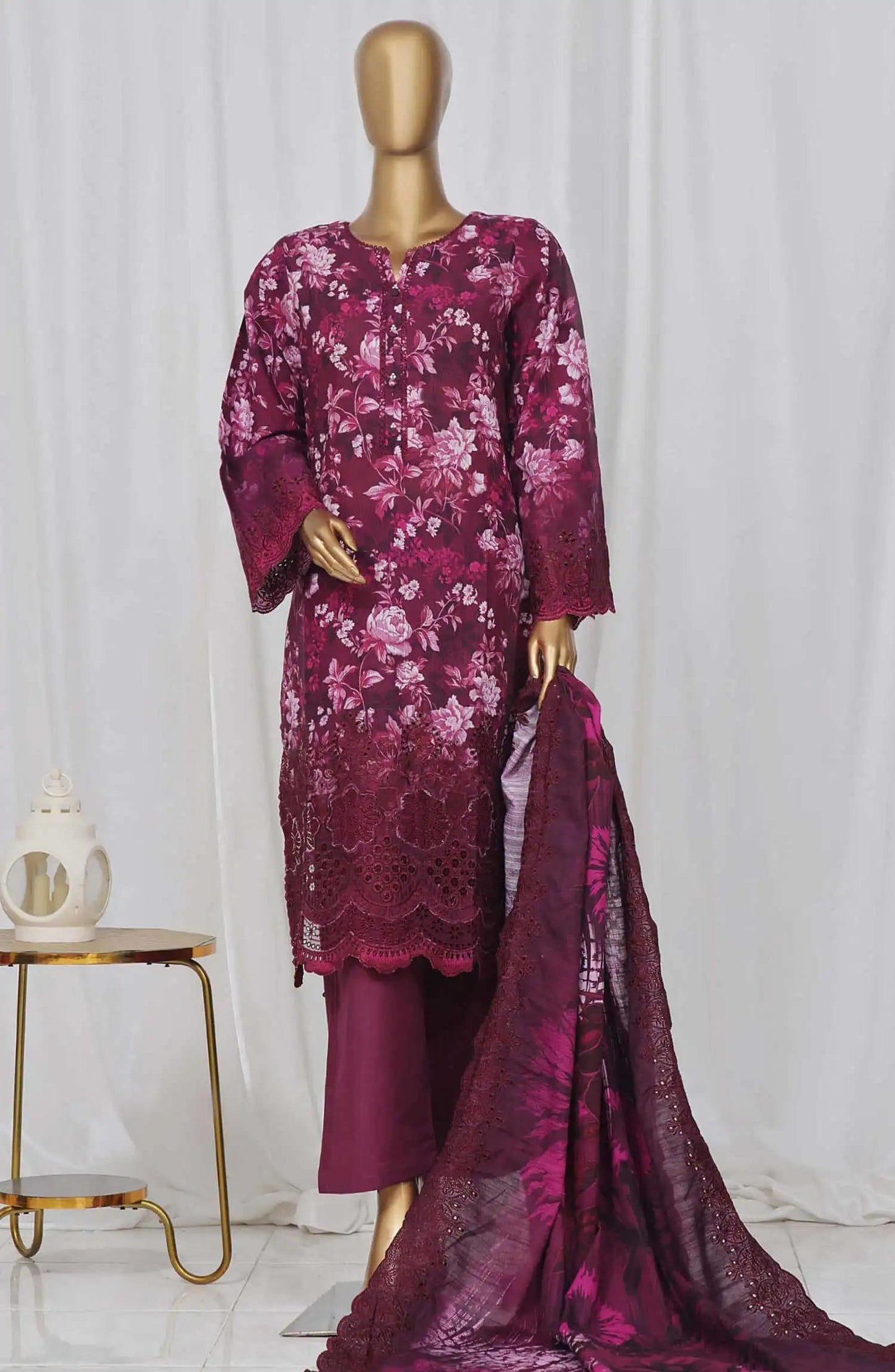 Laser Cut & Chikankari Embroidered Khaddar 3-Piece Suit