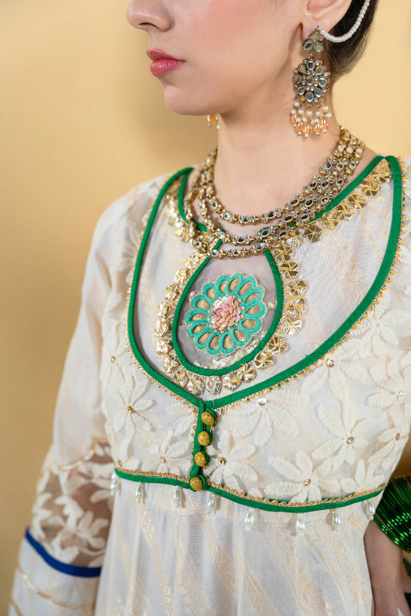 EMBROIDERED JACQUARD STITCHED 3 PIECE DRESS