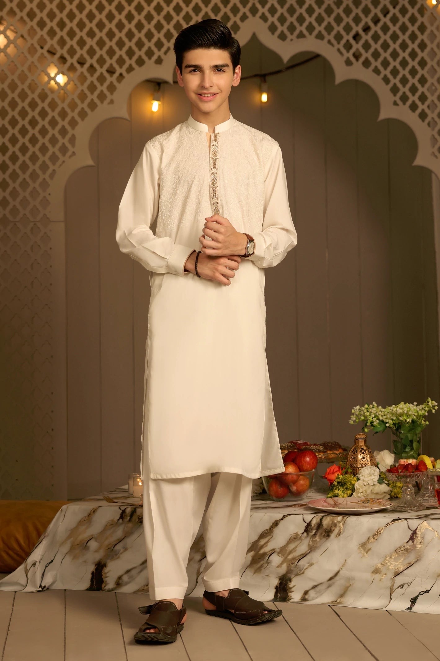 Off White Boys Kameez Shalwar