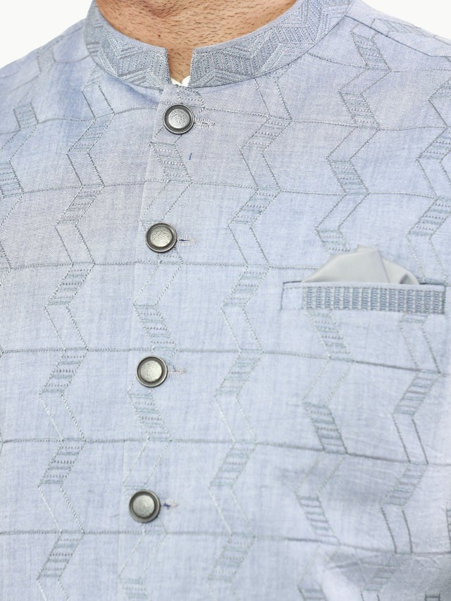 Men’s Steel Blue Ceremonial Waistcoat – Classic Formal Wear