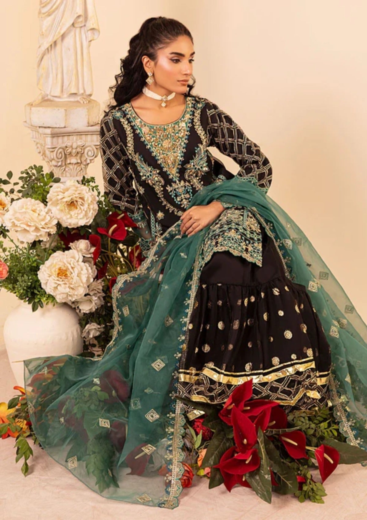 Elegant 3-Piece Raw Silk Suit with Organza Dupatta β Festive/Party Wear