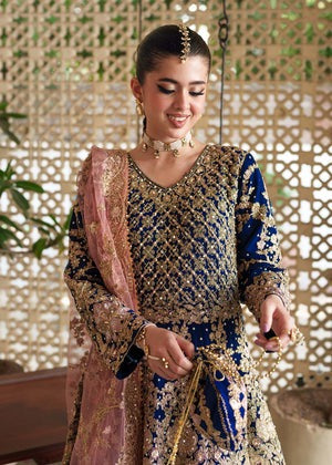 Royal Dusk β Navy Blue Embroidered Floor-Length Ensemble