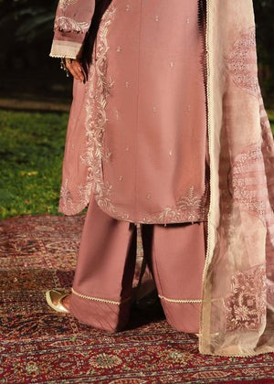Mauve Pink Embroidered Lawn 3-Piece Kurta Set with Organza Dupatta
