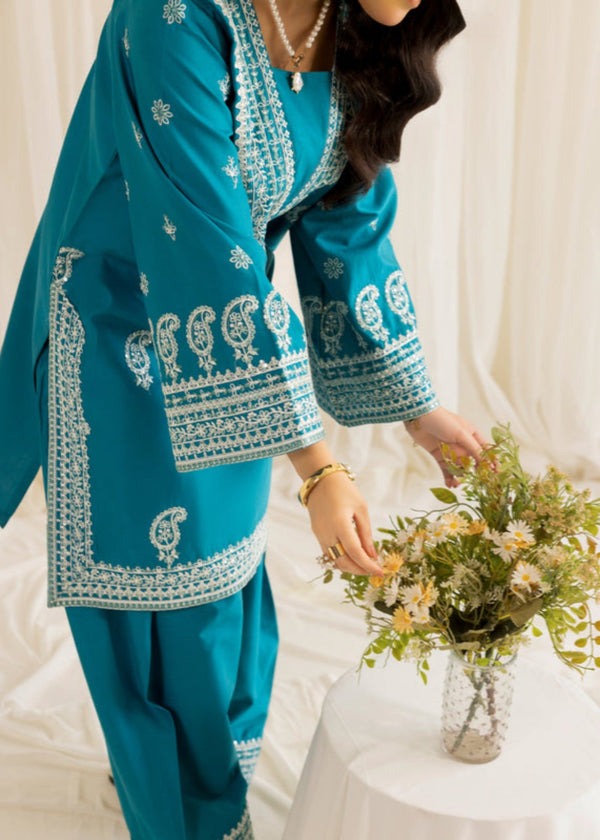Cotton Embroidered Shirt with Farshi Shalwar