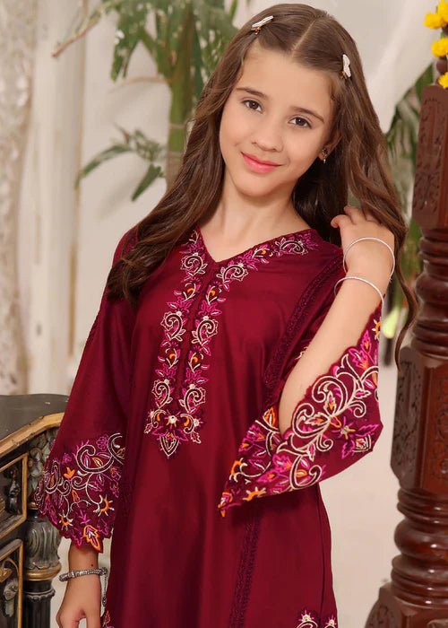 EMBROIDERED STITCHED KIDS 2 PIECE DRESS