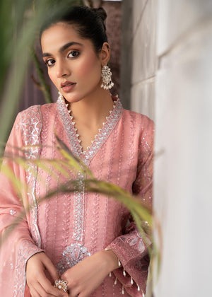 Luxury chiffon sequence embroidered 3pc suit with embroidered organza dupatta