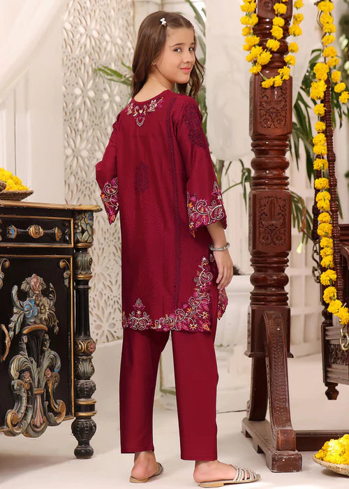 EMBROIDERED STITCHED KIDS 2 PIECE DRESS