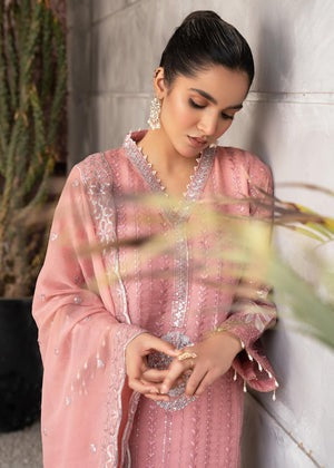Luxury chiffon sequence embroidered 3pc suit with embroidered organza dupatta