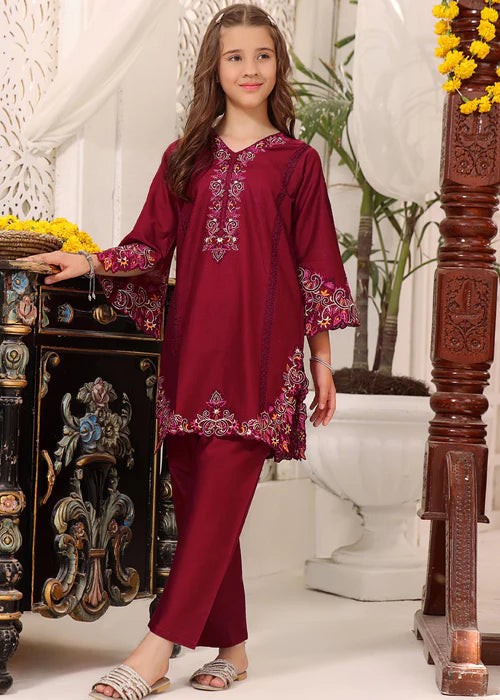 EMBROIDERED STITCHED KIDS 2 PIECE DRESS