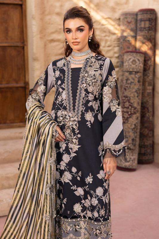 3-PC Stitched Embroidered Lawn Dress - Extra Large