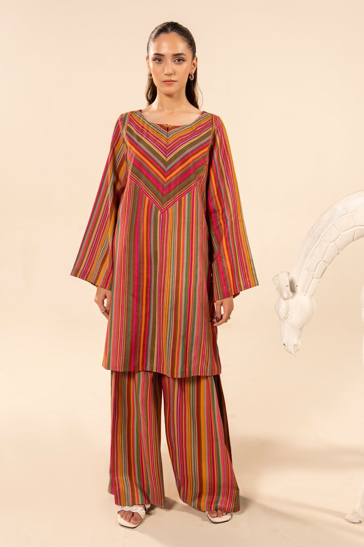 2-PC Printed Raw Silk Suit