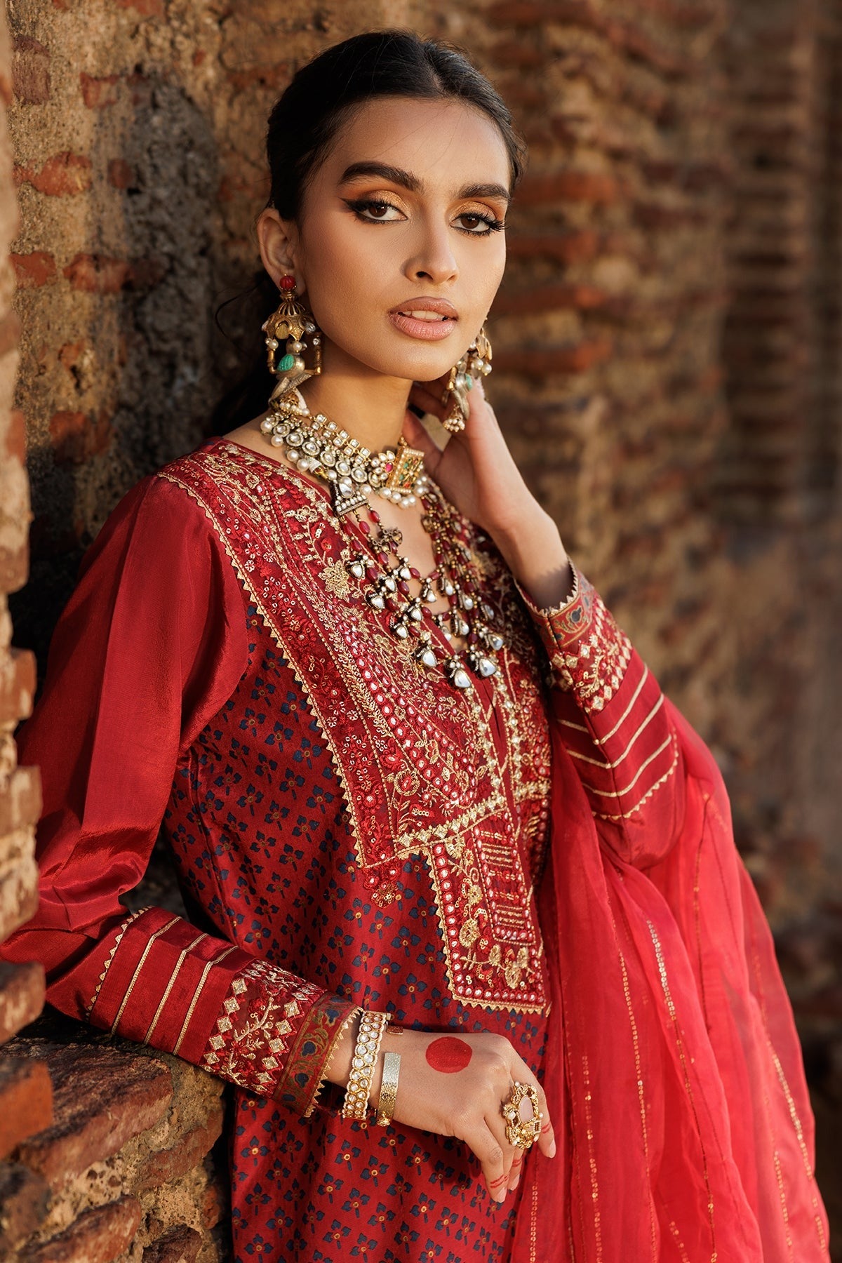 3-PC Embroidered Silk Suit