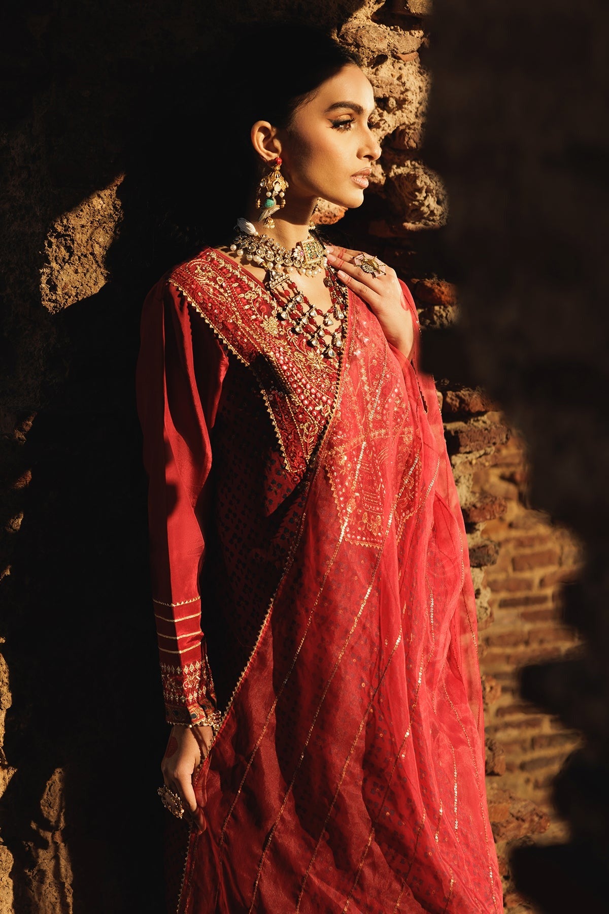 3-PC Embroidered Silk Suit