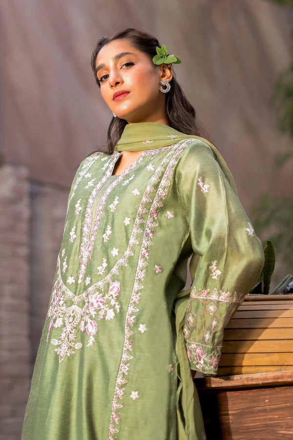 3PC - Embroidered Cotton Net Suit