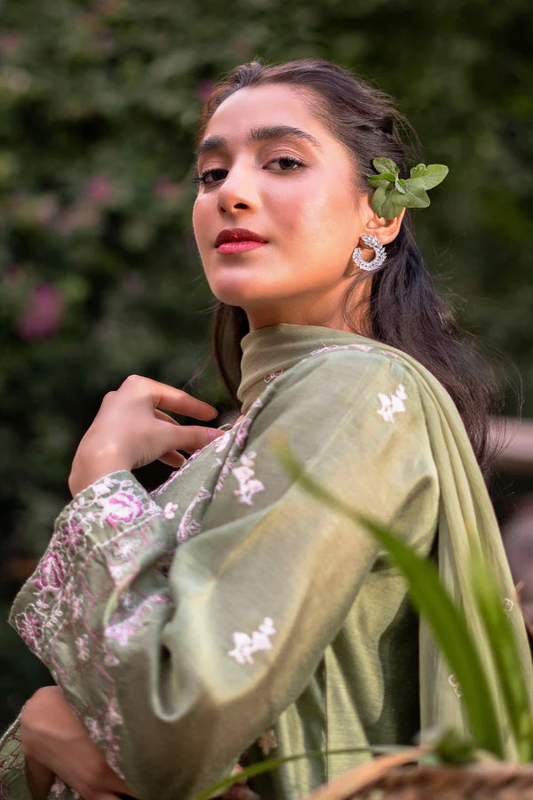 3PC - Embroidered Cotton Net Suit