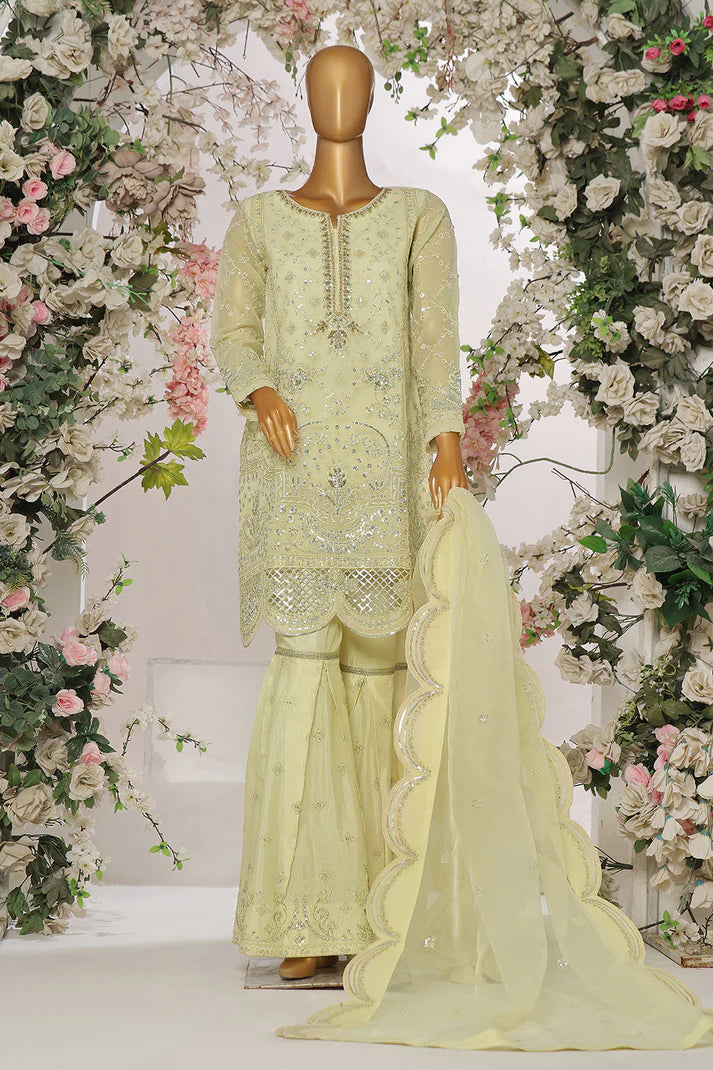 ORGANZA HAND EMBROIDERED 3 PIECE DRESS