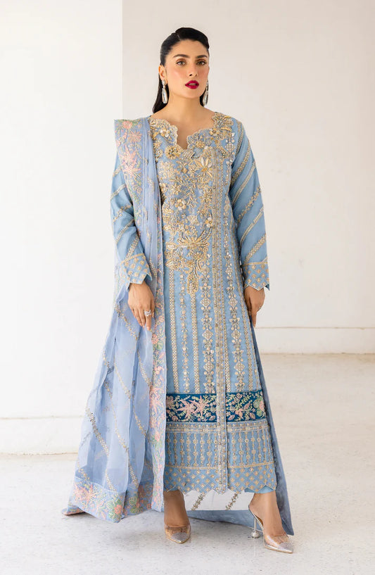 EMBROIDERED ORGANZA STITCHED 3 PIECE DRESS