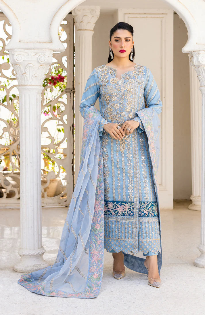 EMBROIDERED ORGANZA STITCHED 3 PIECE DRESS