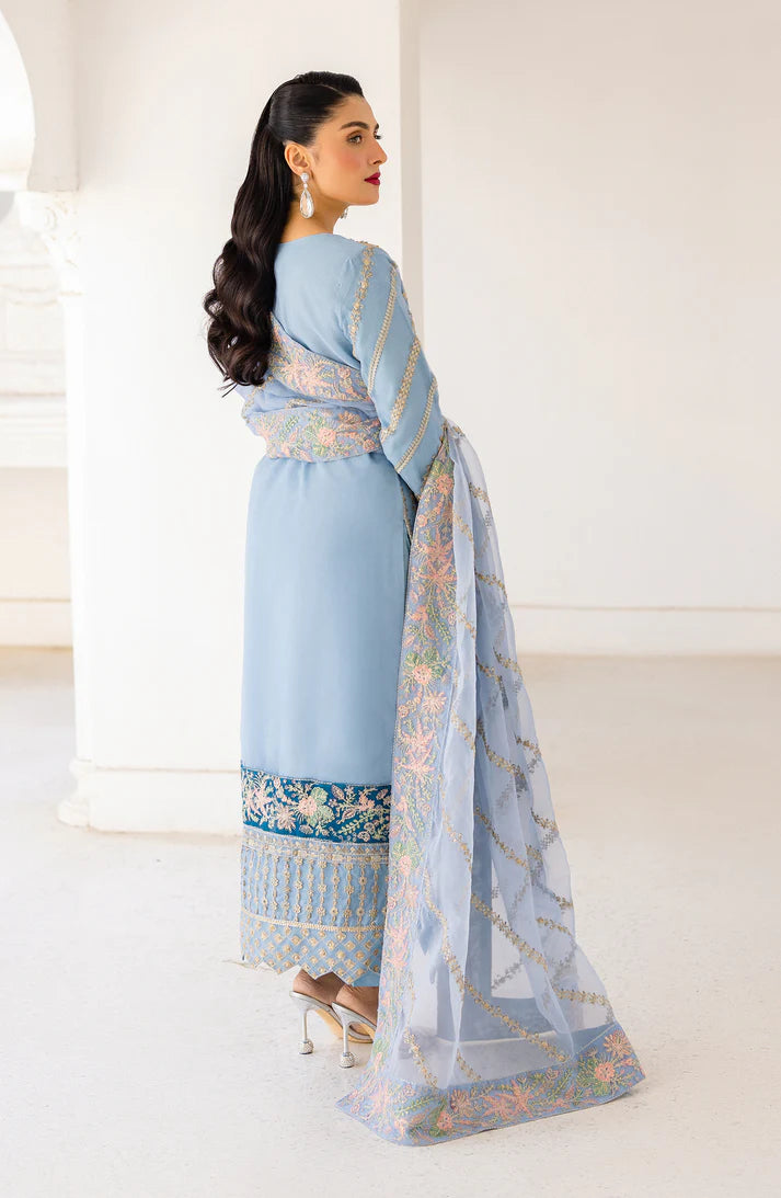 EMBROIDERED ORGANZA STITCHED 3 PIECE DRESS