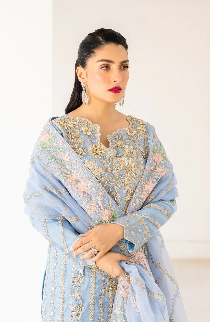 EMBROIDERED ORGANZA STITCHED 3 PIECE DRESS